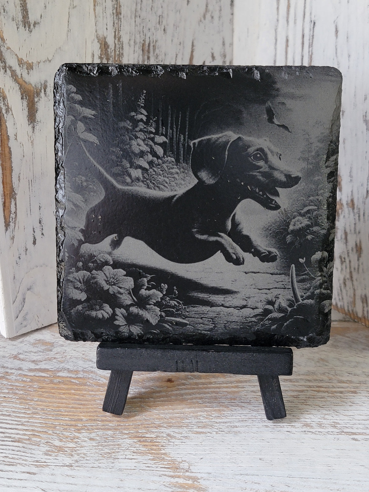 Dachshund Outside Fun Slate Coaster