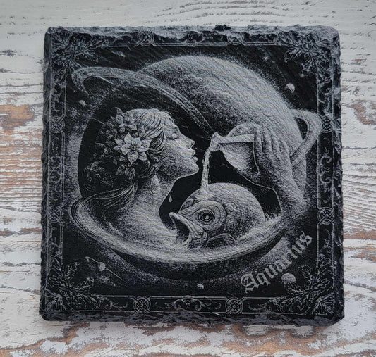 Aquarius Astrological Sign Slate Coaster