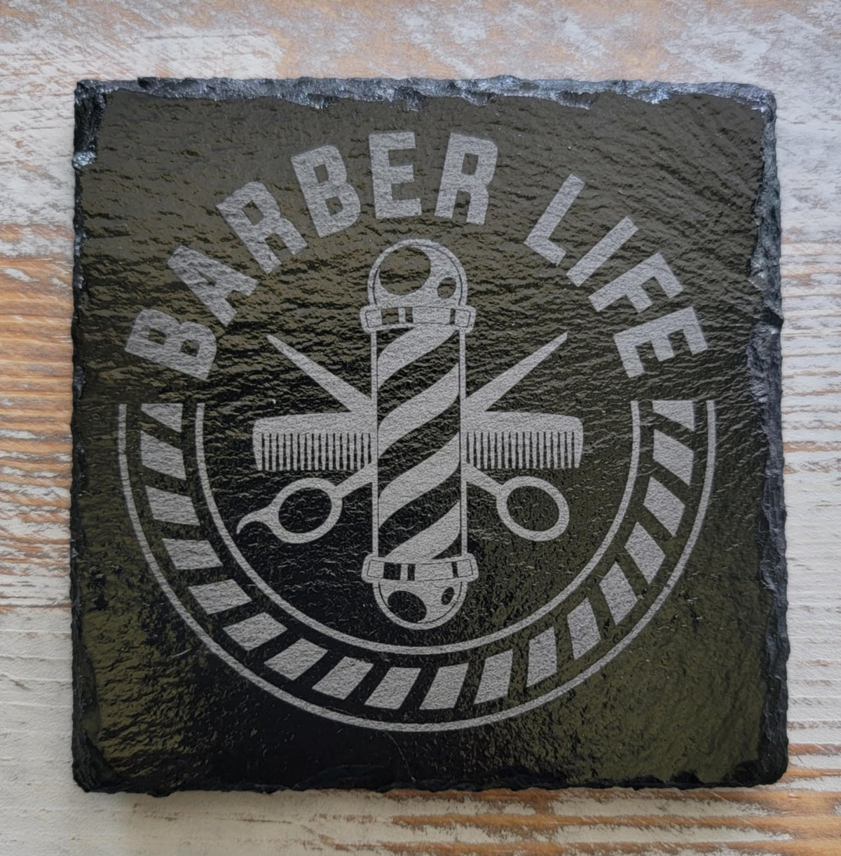 Barber Life Black Slate Coaster
