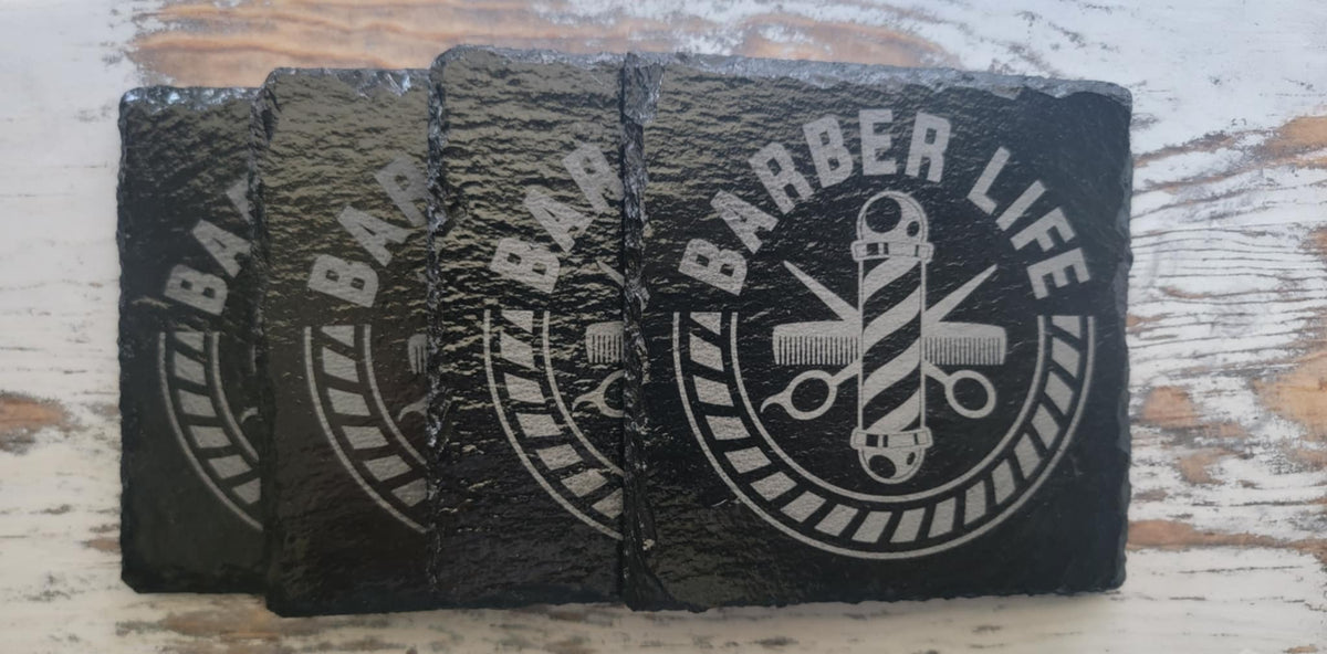 Barber Life Black Slate Coaster