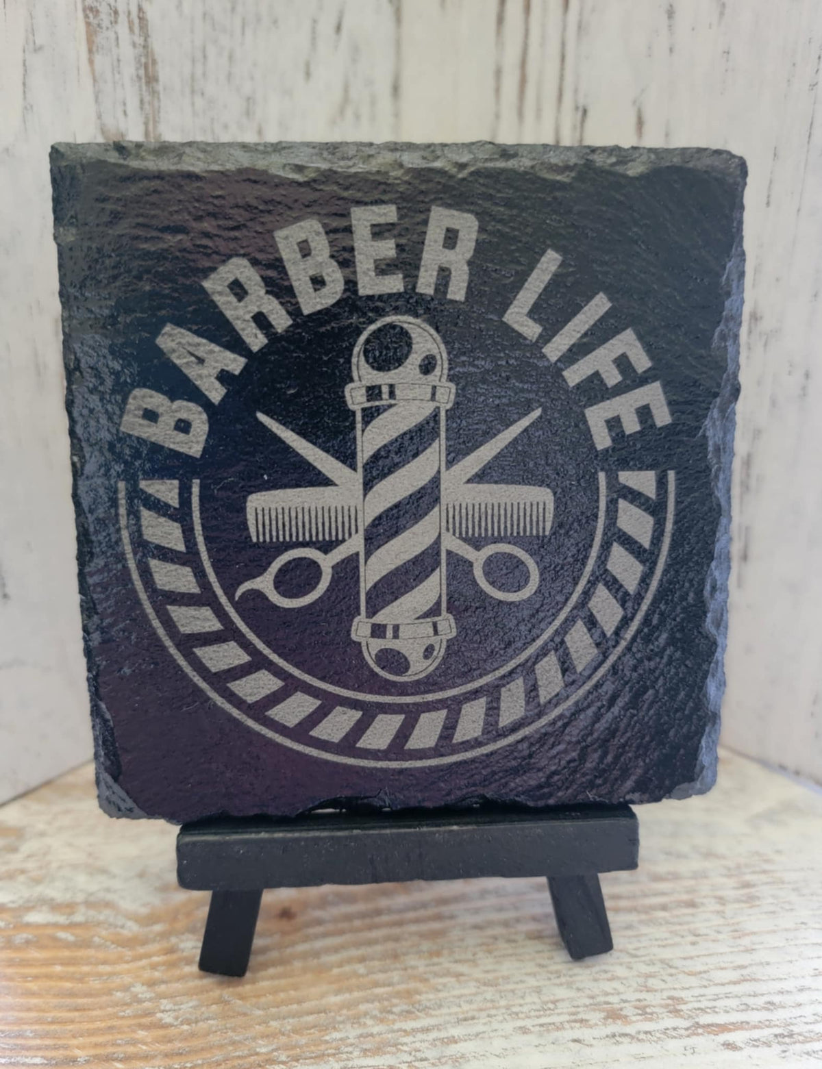 Barber Life Black Slate Coaster