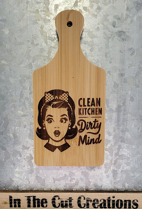 Clean Kitchen Dirty Mind Square Mini Cutting Board Magnet Large