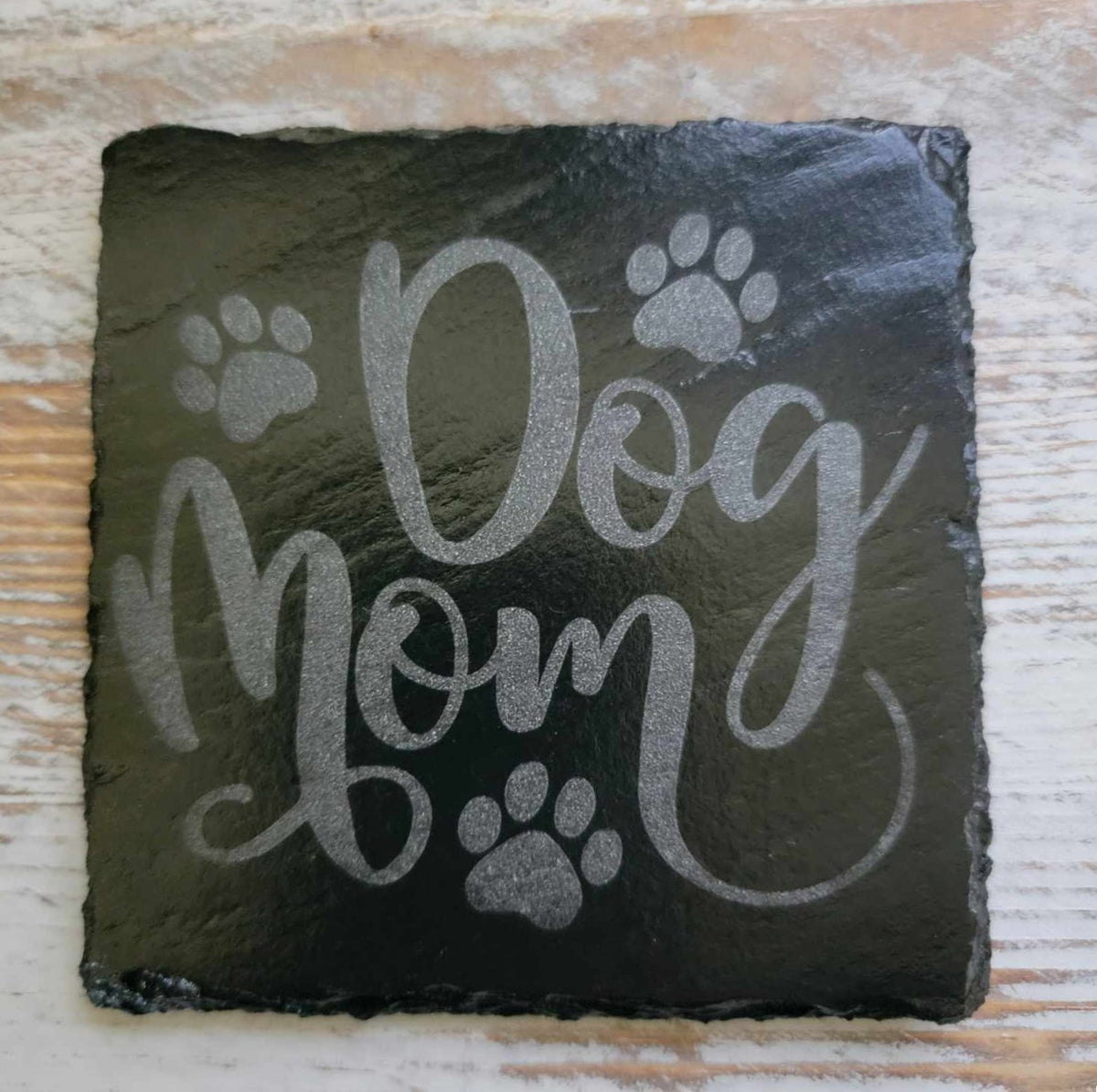 Dog Mom Black Slate Coaster