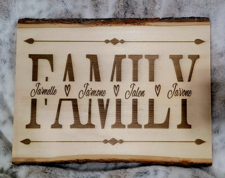 Personalized Split Family Basswood Plank