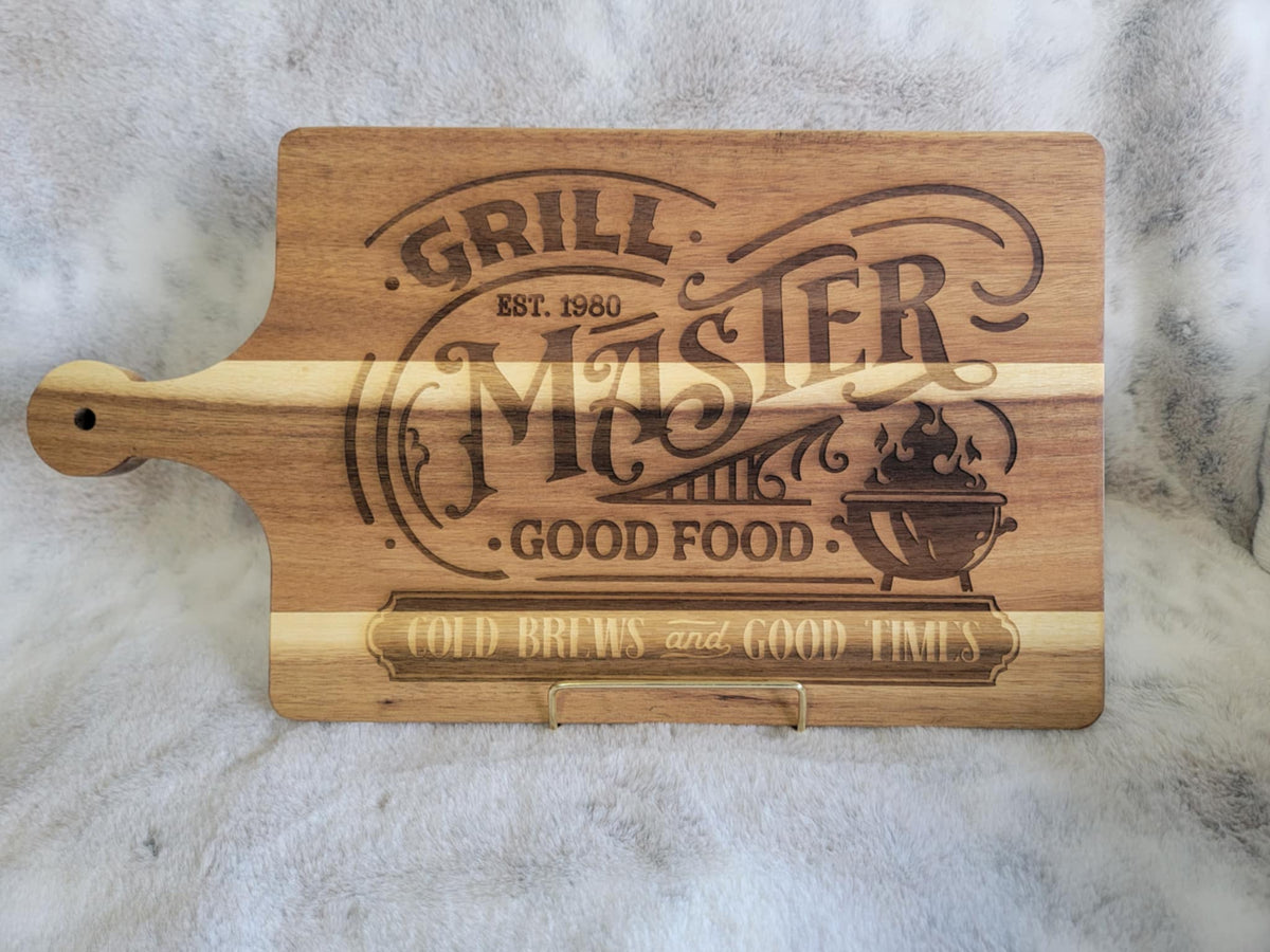 Grill Master Good Food Cold Brews and Good Times Cutting Board