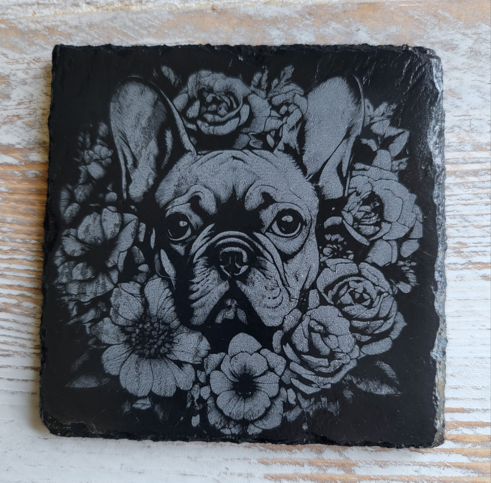French Bulldog Black Slate Coaster
