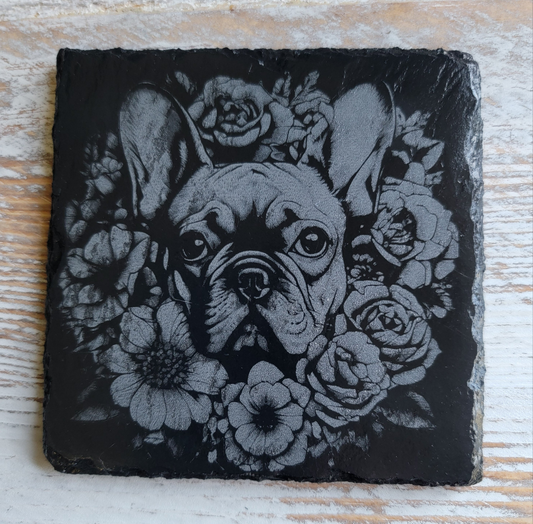 French Bulldog Black Slate Coaster