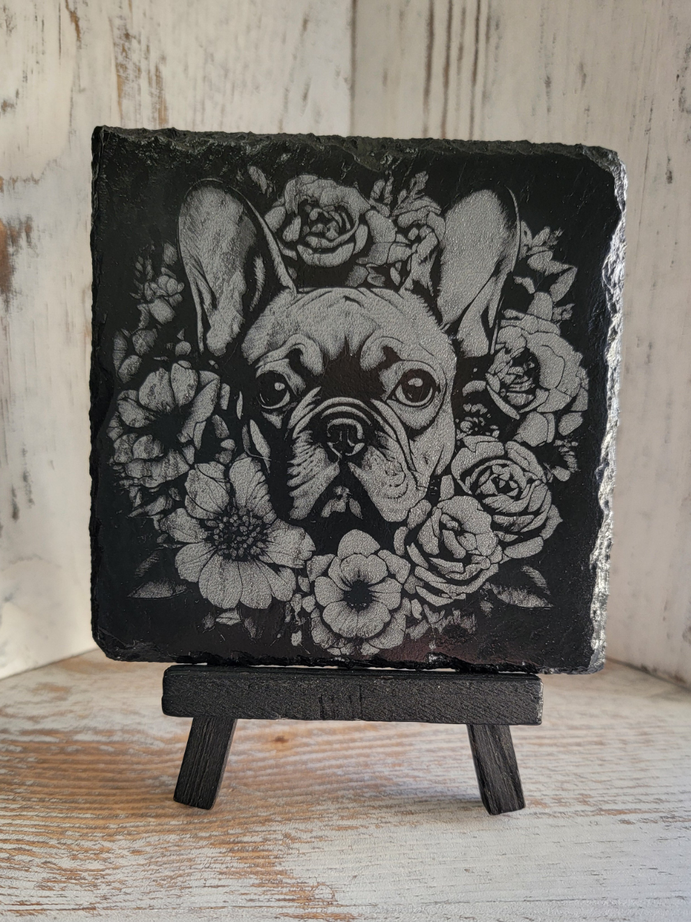 French Bulldog Black Slate Coaster