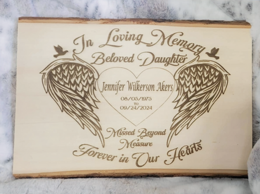 In Loving Memory Personalized Basswood Plank