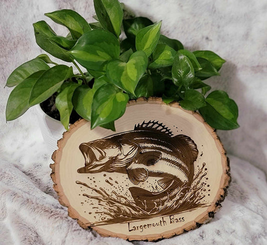 Large Mouth Bass Basswood Round Home Decor