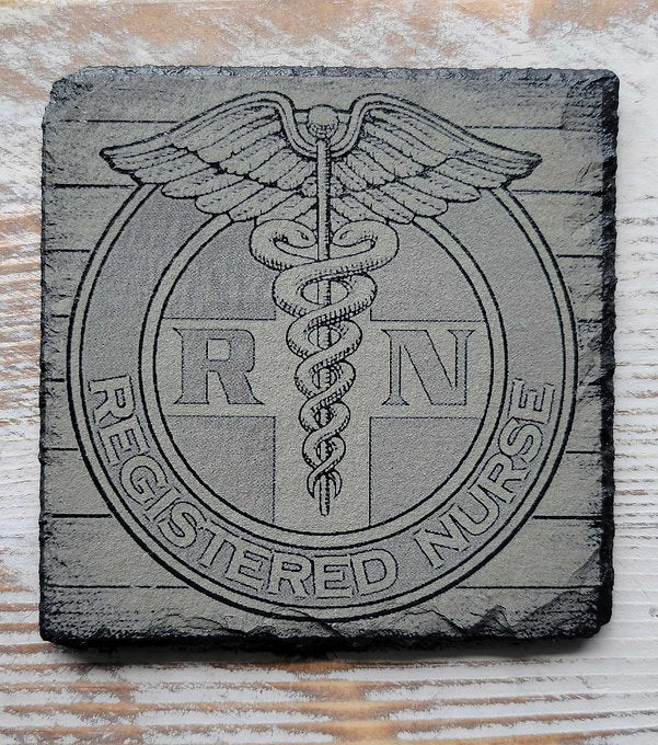 RN Registered Nurse Black Slate Coaster
