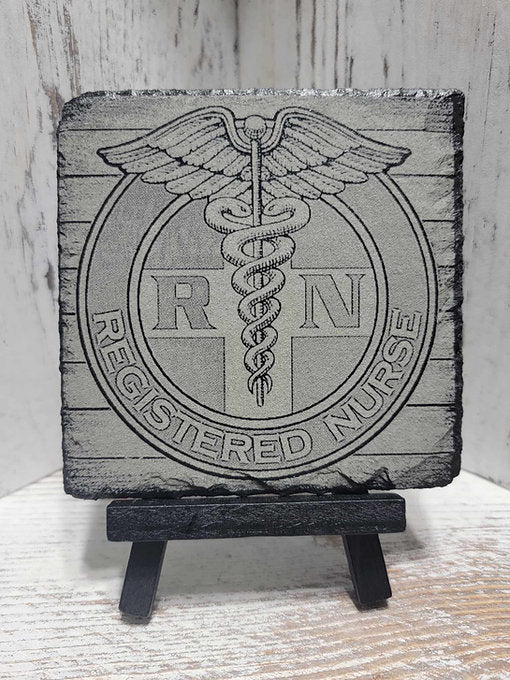 RN Registered Nurse Black Slate Coaster