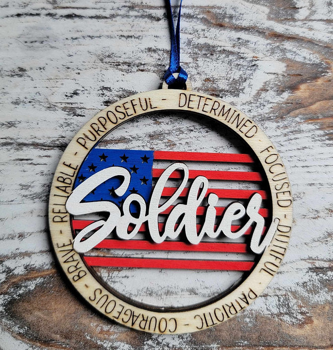 Patriotic Soldier Ornament/Car Charm