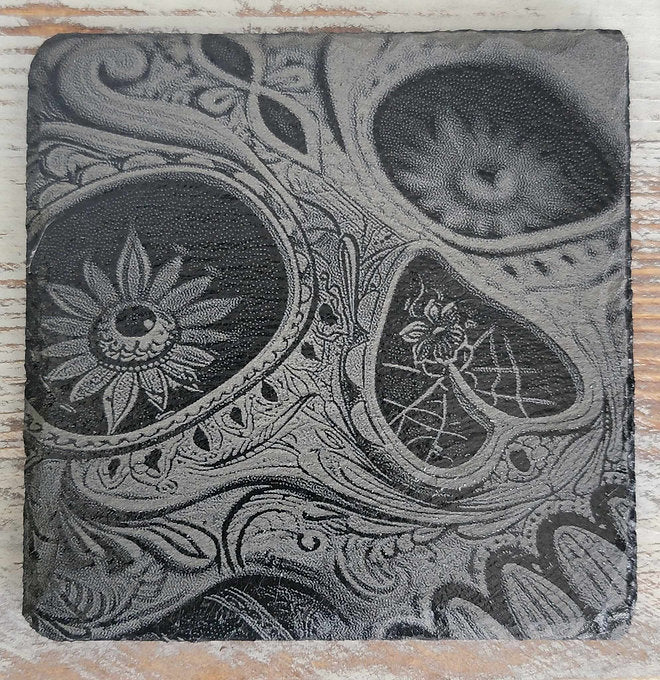 Sugar Skull Black Slate Coaster