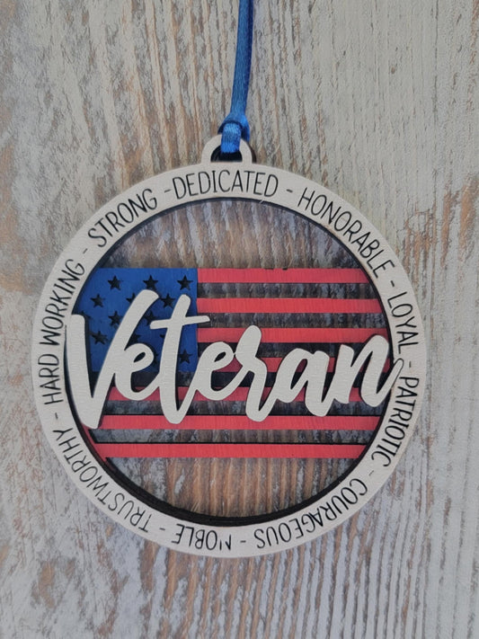 Patriotic Veteran Ornament/Car Charm