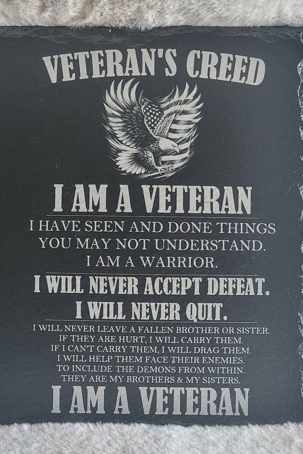 Veterans Creed Black Slate