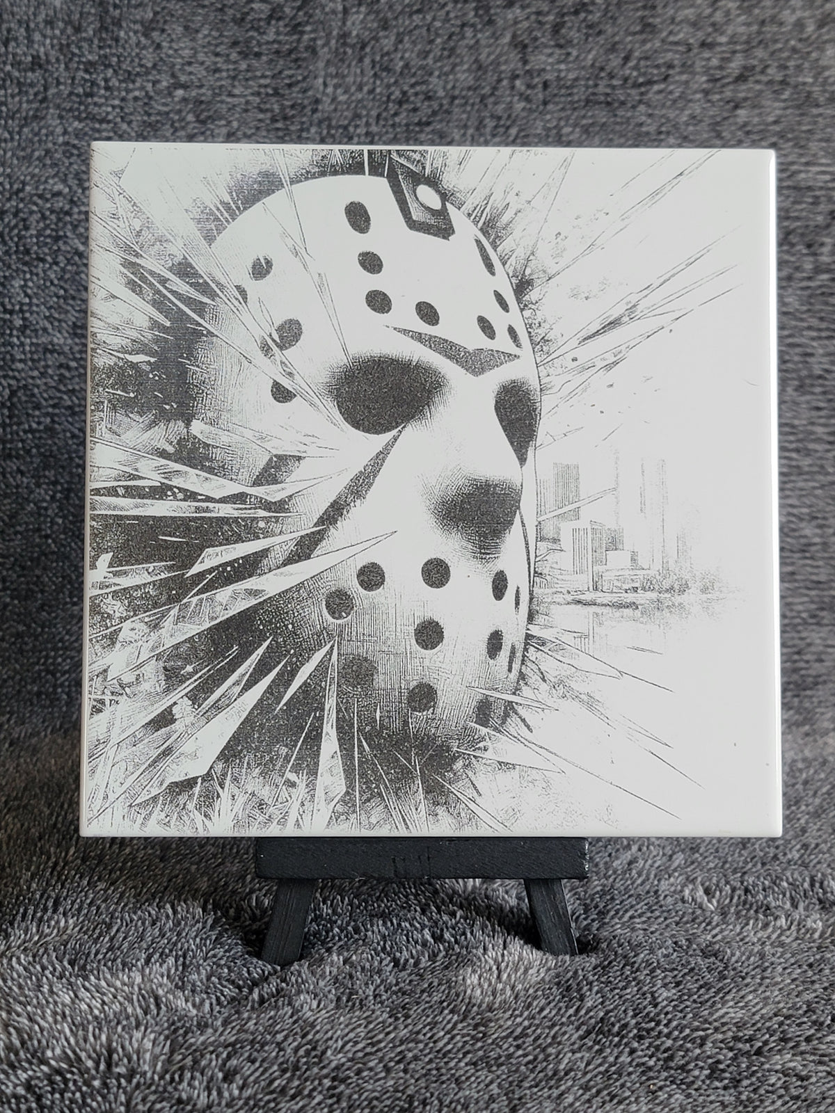 Infamous Holloween Masked Man Ceramic Tile Decor