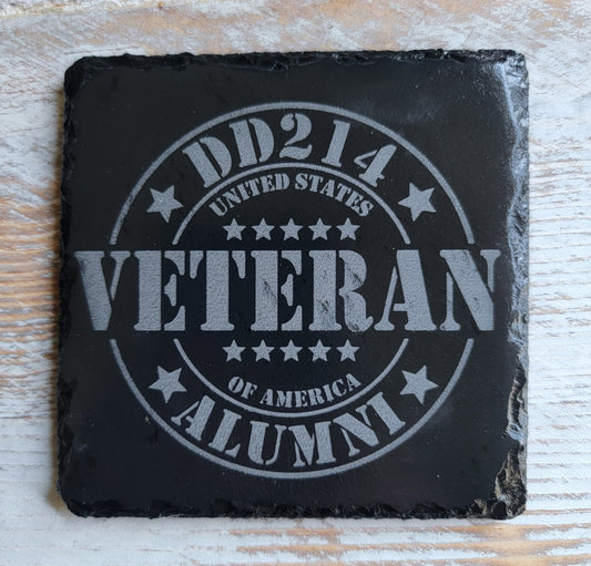 DD214 Alumni United States of America Veteran Slate Coaster